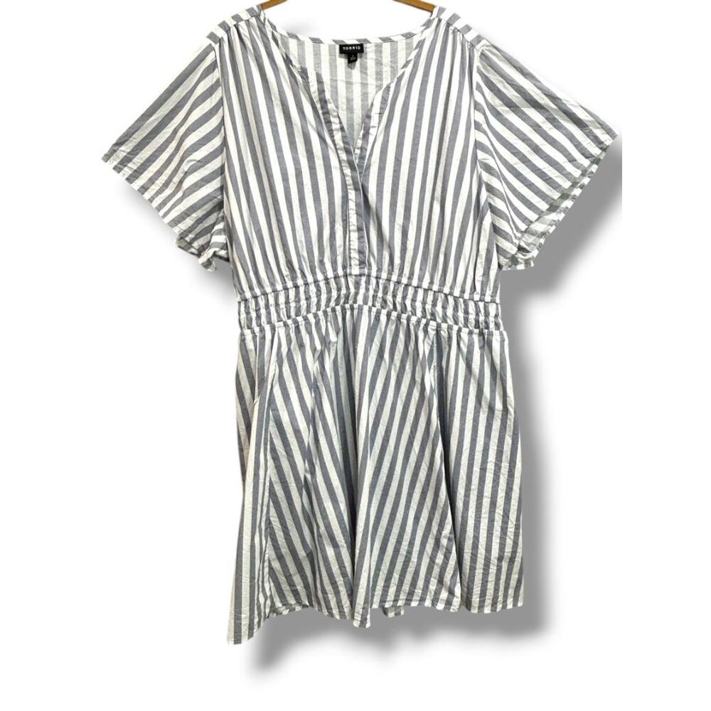 4X Torrid Womens Blue White Blue Stripe Summer Dress Plus Size Pockets